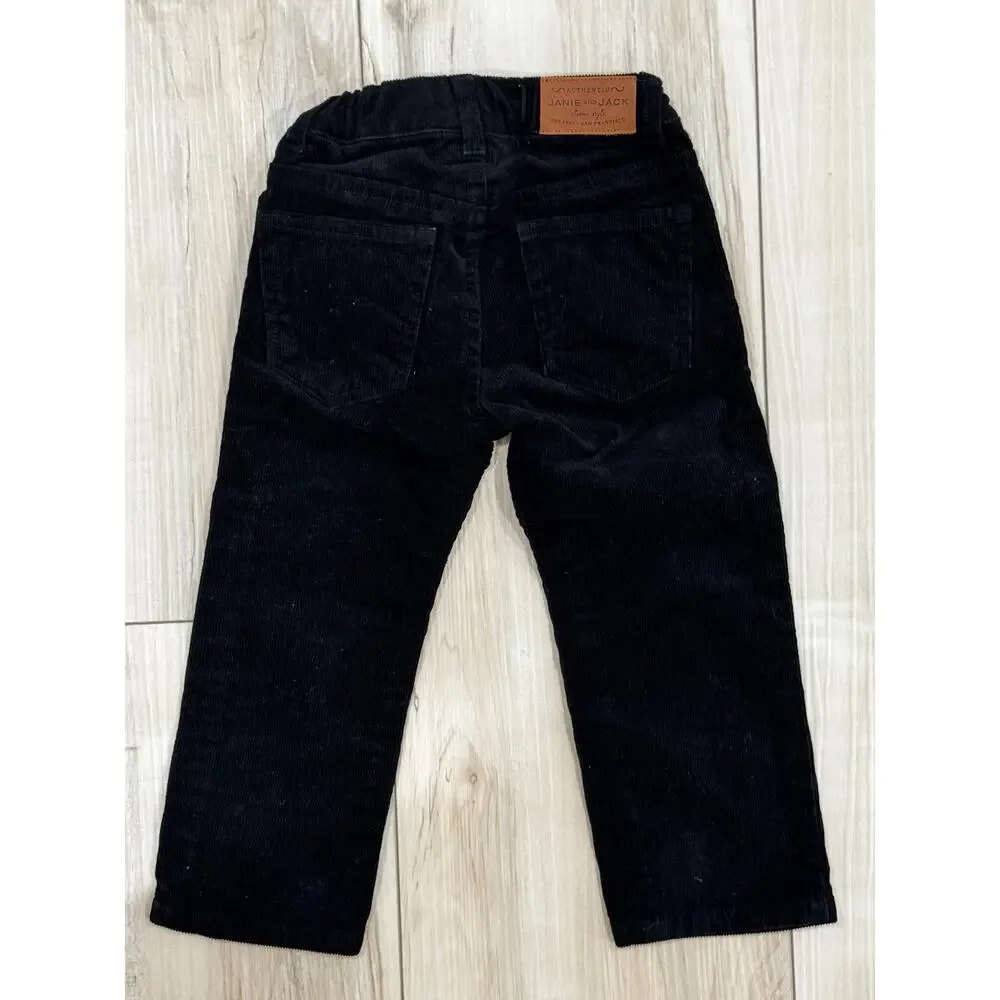 Boys Gymboree Toddler 2T Pants Blue Corduroy & Black Velvet Holiday